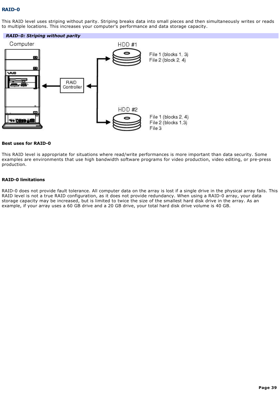 Raid-0 | Sony VGN-T340P User Manual | Page 39 / 49