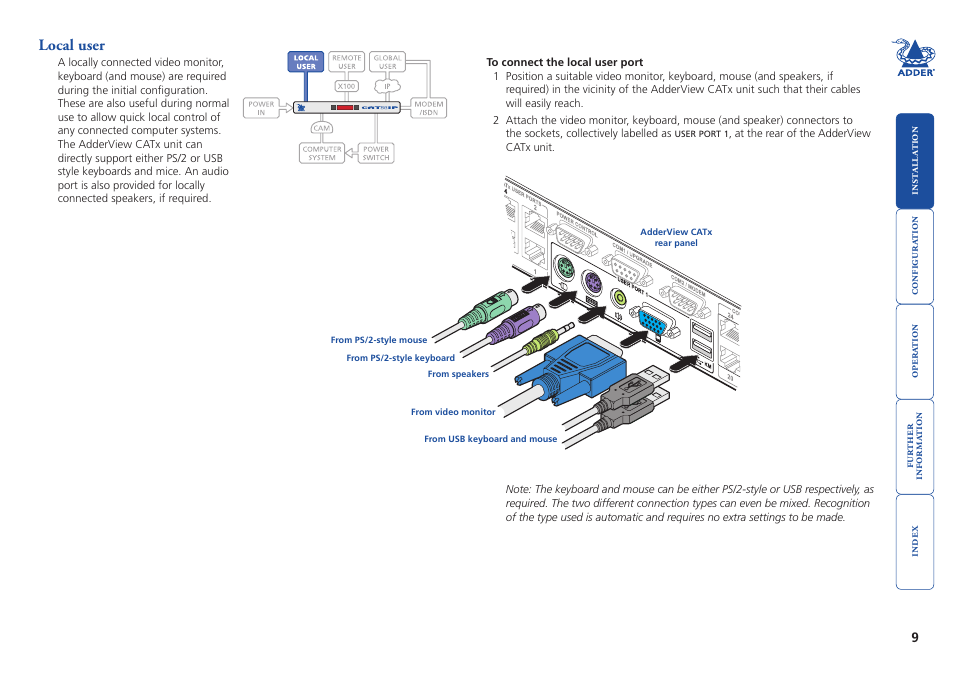 Local user, Local, User | Adder Technology AdderView CATx EPS-S8 User Manual | Page 10 / 115