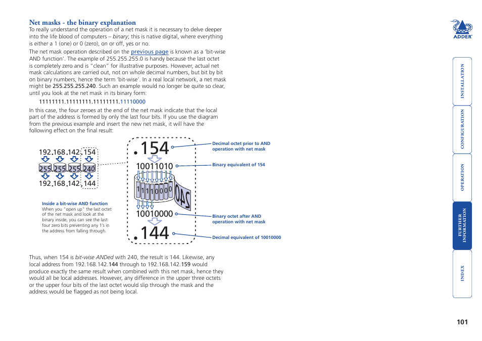 Net masks - the binary explanation, Want to know more | Adder Technology AdderView CATx EPS-S8 User Manual | Page 102 / 115