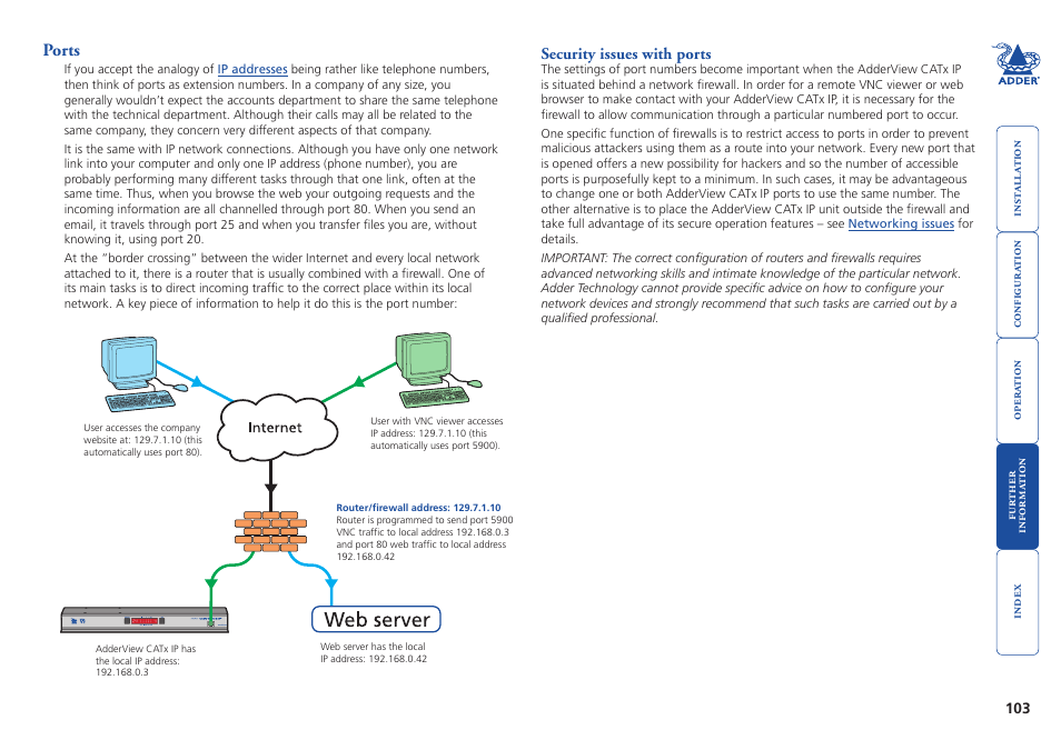 Ports, Security issues with ports, What is a port | Security issues, With ports | Adder Technology AdderView CATx EPS-S8 User Manual | Page 104 / 115