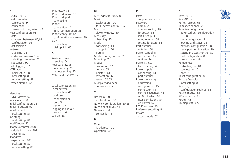 Adder Technology AdderView CATx EPS-S8 User Manual | Page 114 / 115