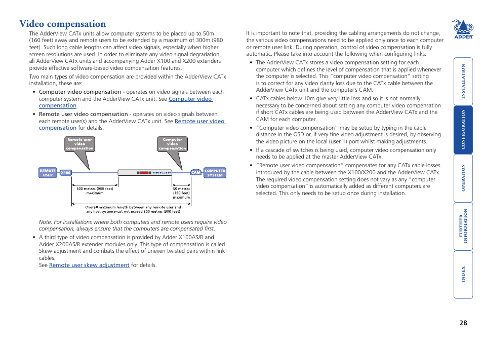 Video compensation | Adder Technology AdderView CATx EPS-S8 User Manual | Page 29 / 115