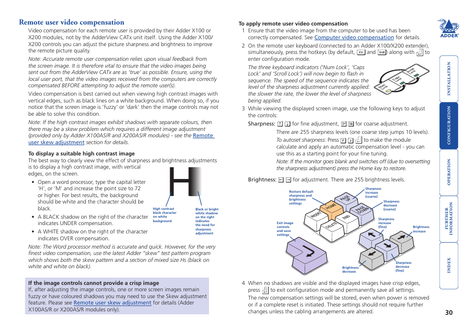 Remote user video compensation, Remote user video, Compensation | Adder Technology AdderView CATx EPS-S8 User Manual | Page 31 / 115