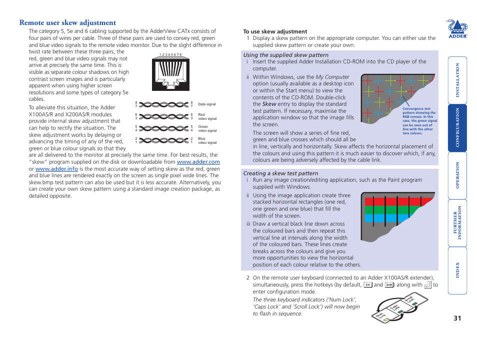 Remote user skew adjustment, Remote, User skew adjustment | Adder Technology AdderView CATx EPS-S8 User Manual | Page 32 / 115