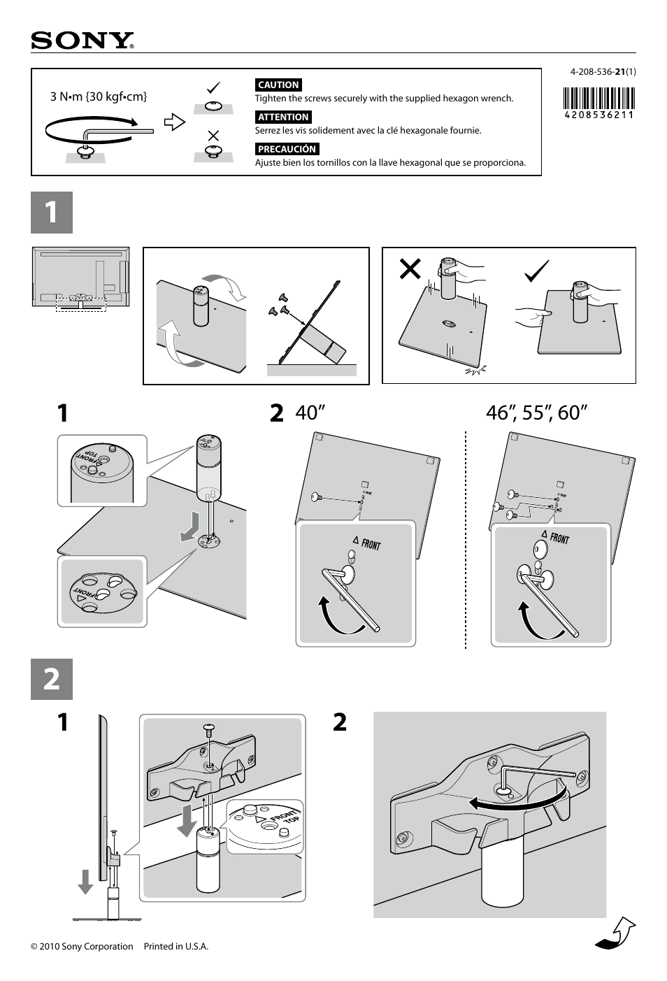 Sony KDL-40NX711 User Manual | 2 pages