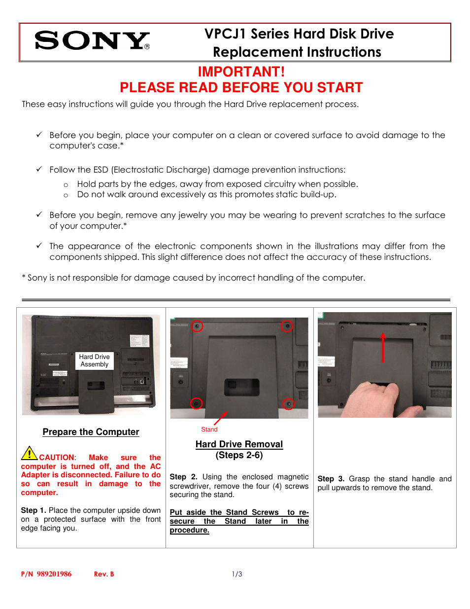 Sony VPCJ113FX User Manual | 3 pages