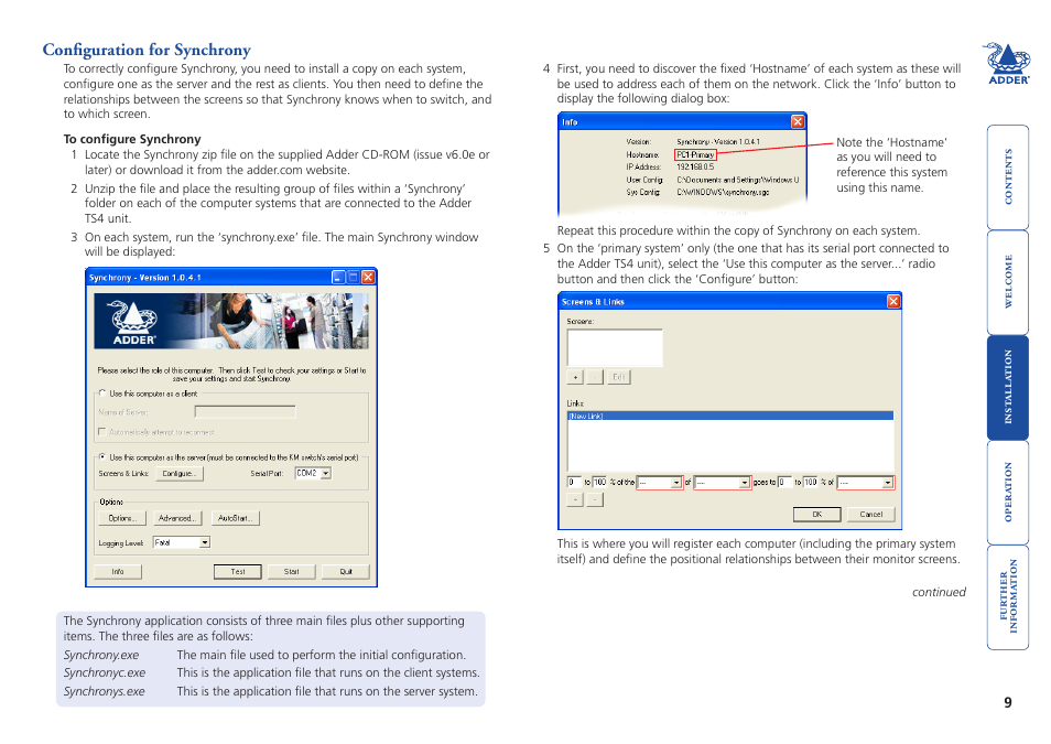 Configuration for synchrony, Configuration.for.synchrony, Efer to | Adder Technology Adder TS4 User Manual | Page 10 / 22