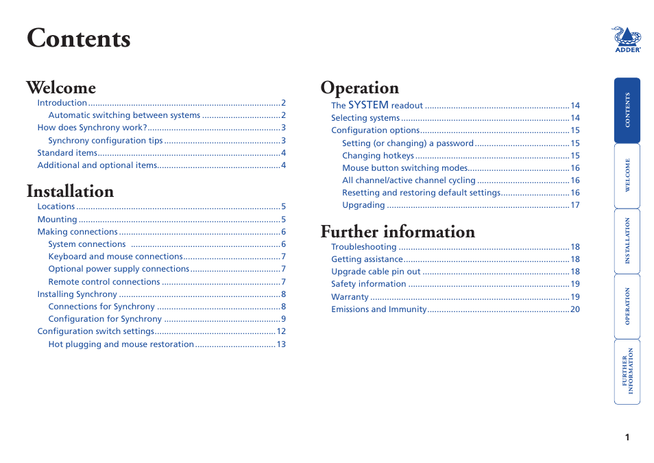 Adder Technology Adder TS4 User Manual | Page 2 / 22