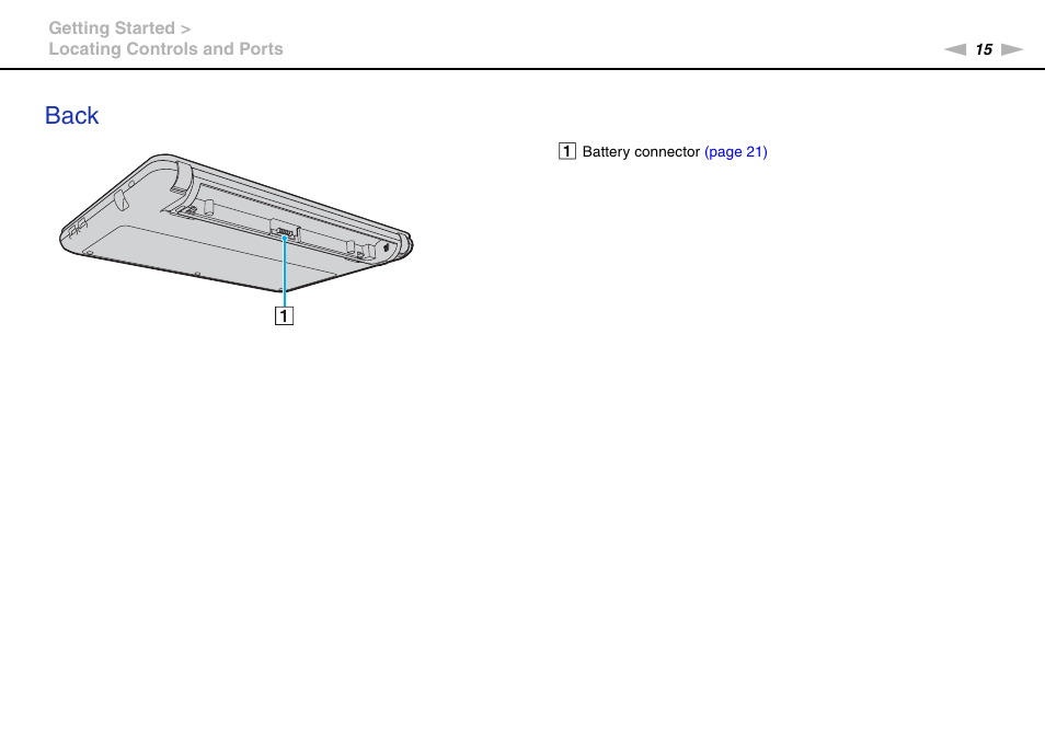 Back | Sony VPCW121AX User Manual | Page 15 / 128