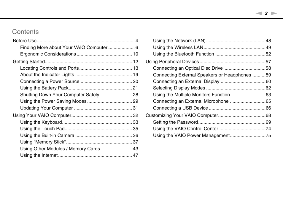 Sony VPCW121AX User Manual | Page 2 / 128
