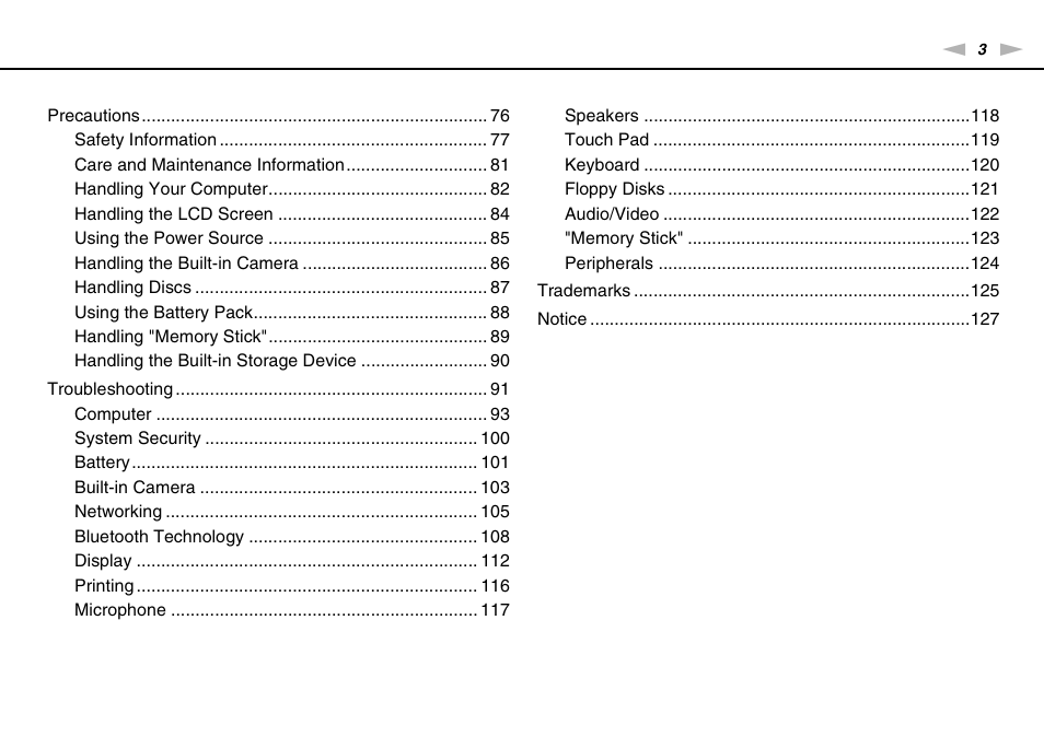 Sony VPCW121AX User Manual | Page 3 / 128