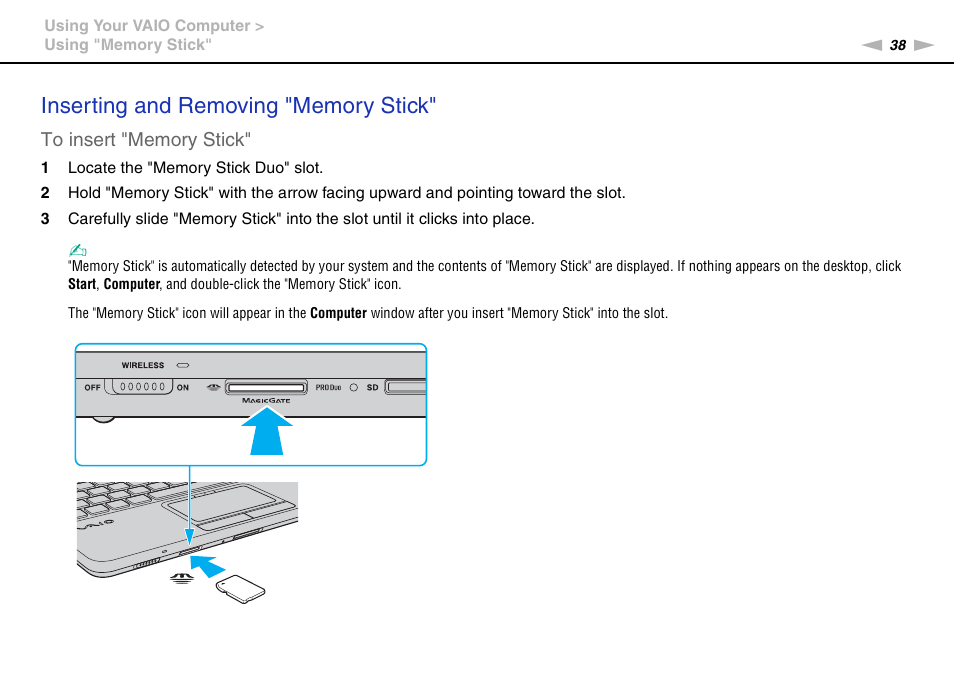 Sony VPCW121AX User Manual | Page 38 / 128
