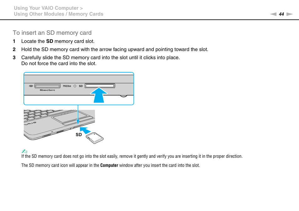 Sony VPCW121AX User Manual | Page 44 / 128