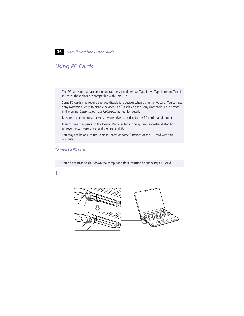 Using pc cards | Sony PCG-XG19 User Manual | Page 48 / 108