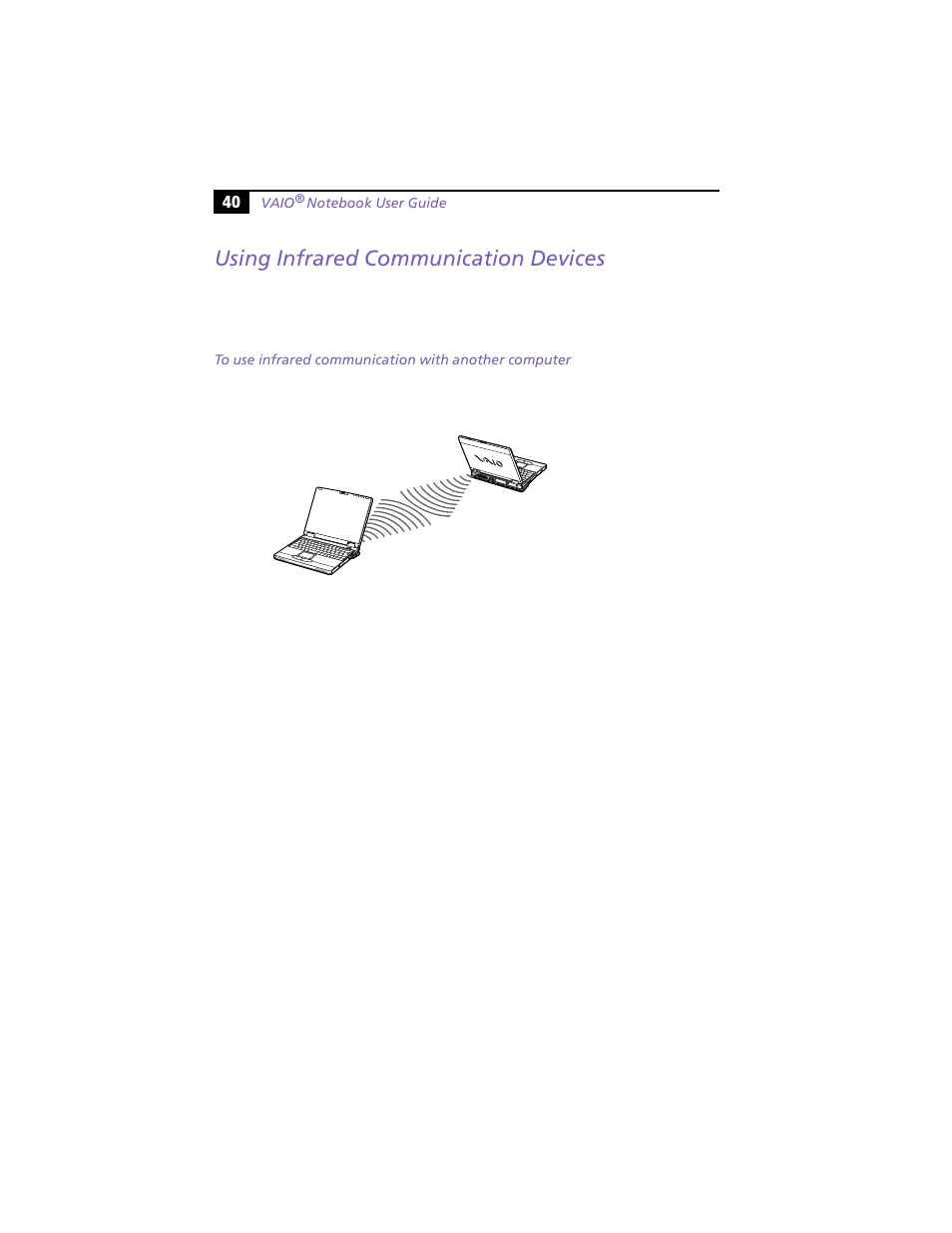 Using infrared communication devices | Sony PCG-XG19 User Manual | Page 52 / 108