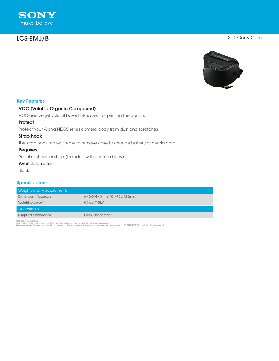 Sony LCS-EMJ User Manual | 1 page