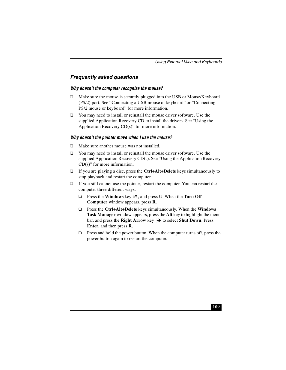 Frequently asked questions | Sony PCG-GRX690P User Manual | Page 109 / 222