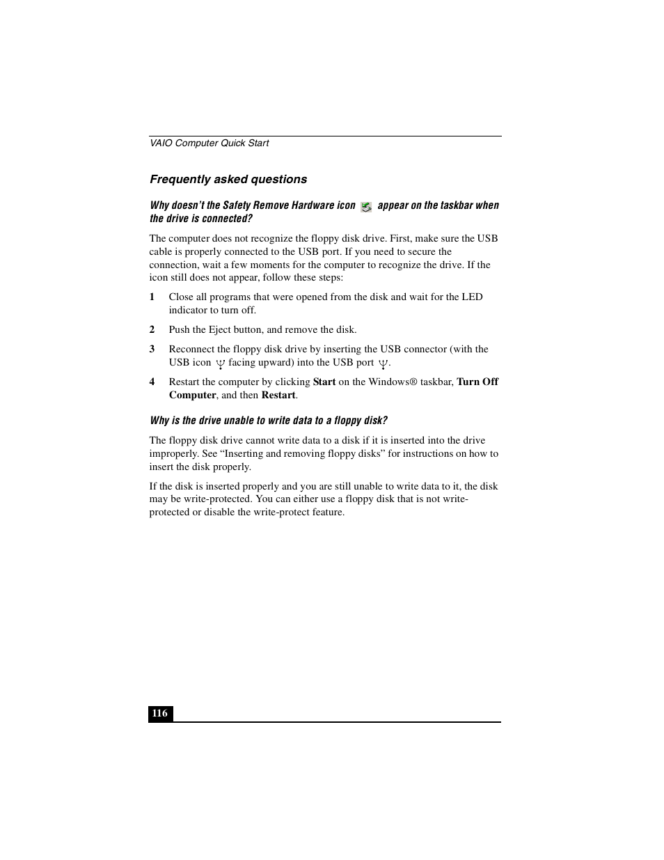 Frequently asked questions | Sony PCG-GRX690P User Manual | Page 116 / 222