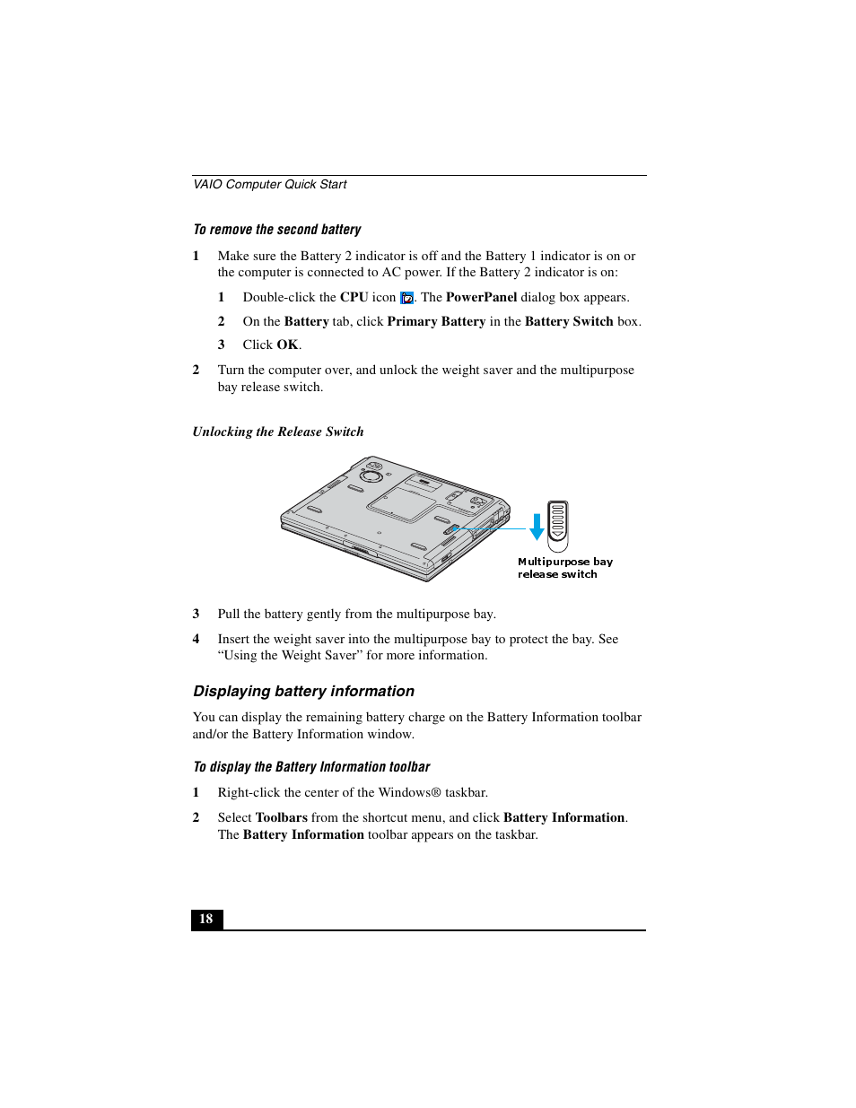 Displaying battery information | Sony PCG-GRX690P User Manual | Page 18 / 222