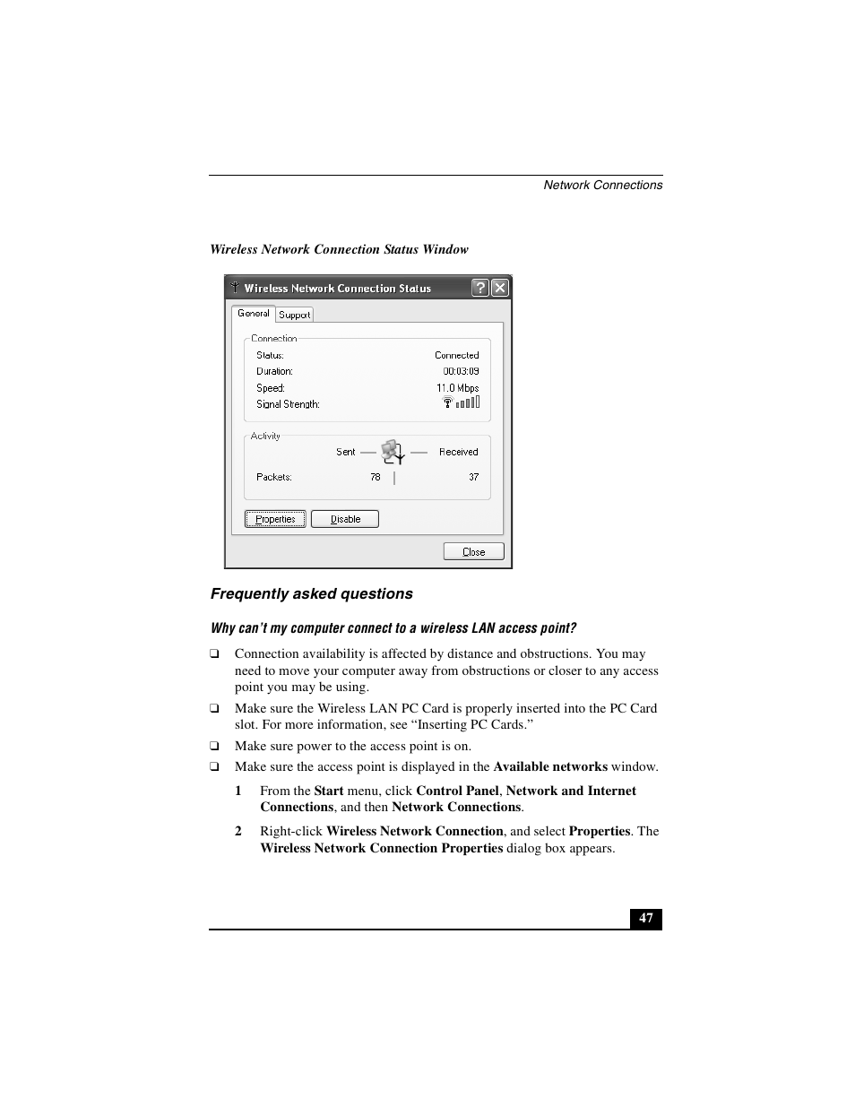 Frequently asked questions | Sony PCG-GRX690P User Manual | Page 47 / 222