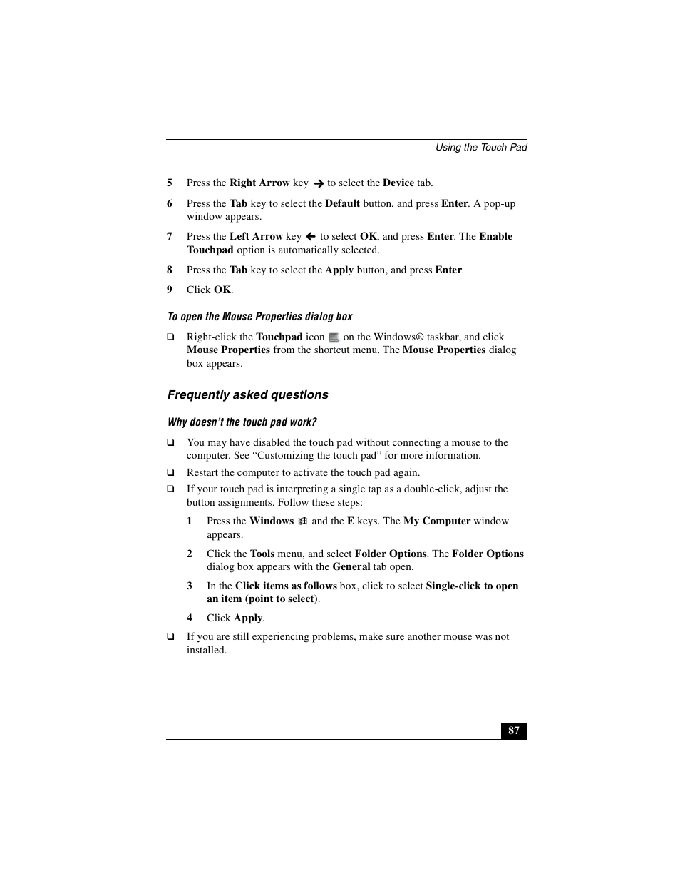 Frequently asked questions | Sony PCG-GRX690P User Manual | Page 87 / 222