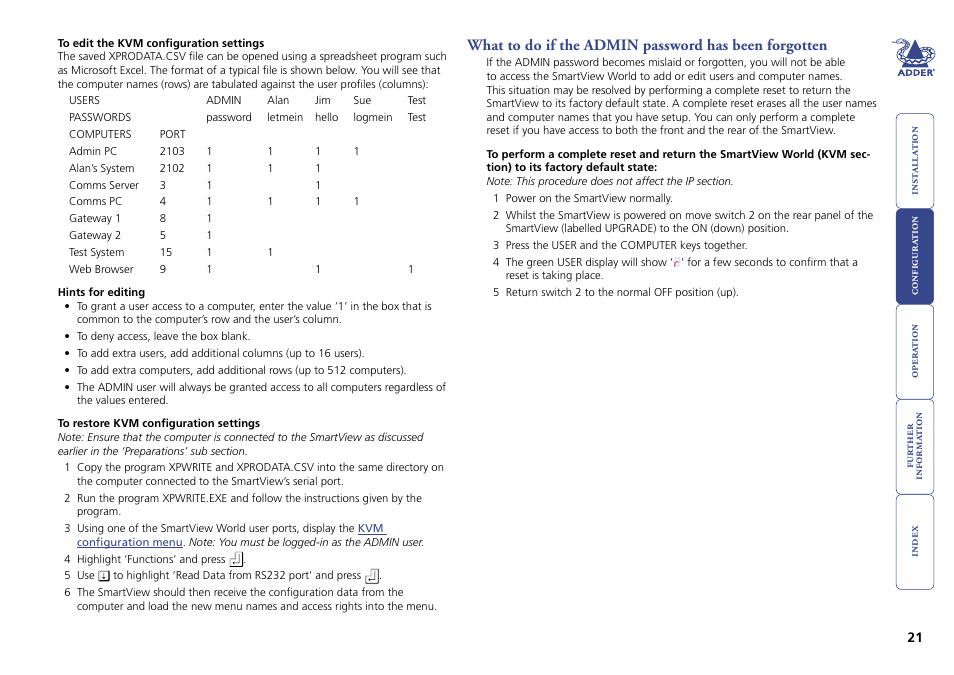 Adder Technology Switch User Manual | Page 22 / 70