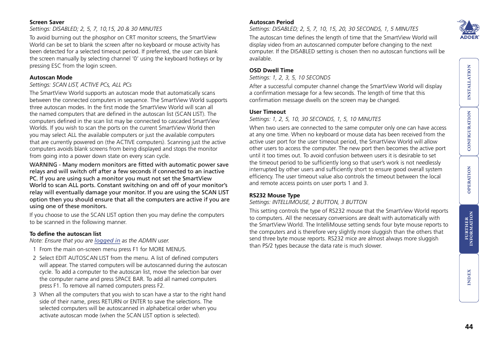 Adder Technology Switch User Manual | Page 45 / 70