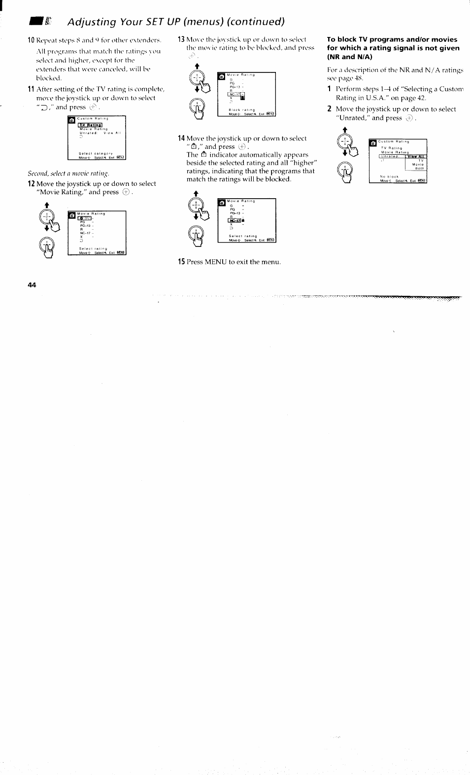 Adjusting your set up (menus) (continued) | Sony KP-48V80 User Manual | Page 48 / 62