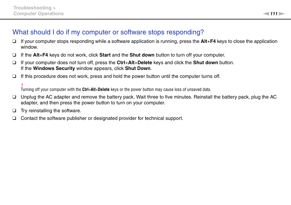Sony VPCEE45FX User Manual | Page 111 / 151