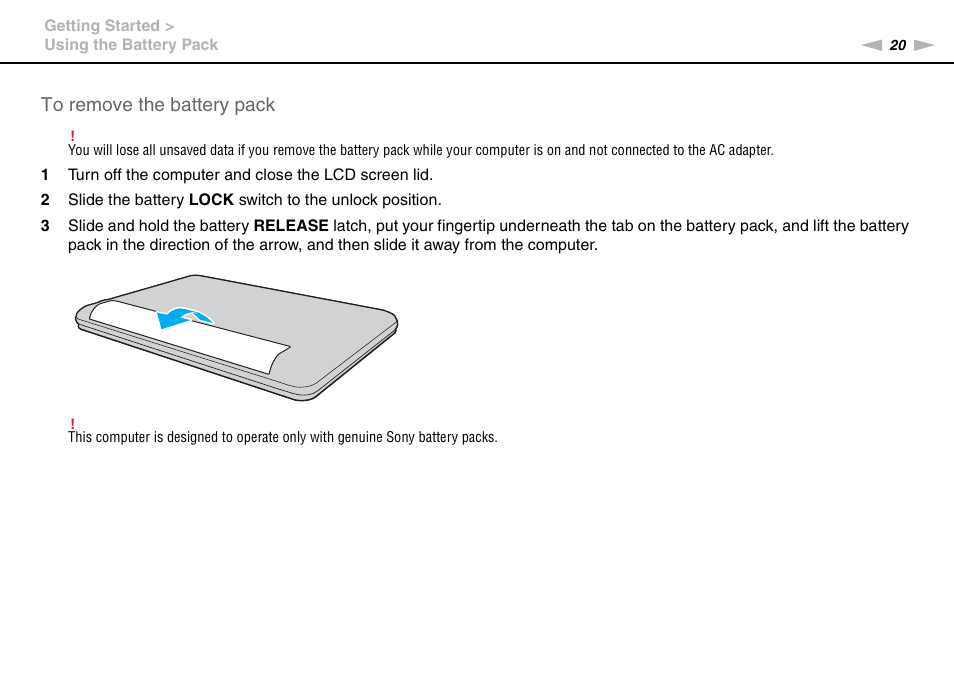 Sony VPCEE45FX User Manual | Page 20 / 151