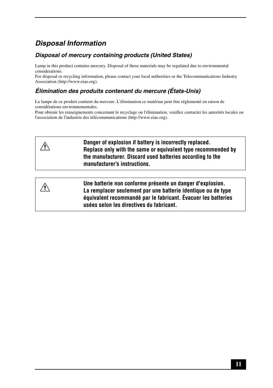 Disposal information | Sony VPCJ114FX User Manual | Page 11 / 20