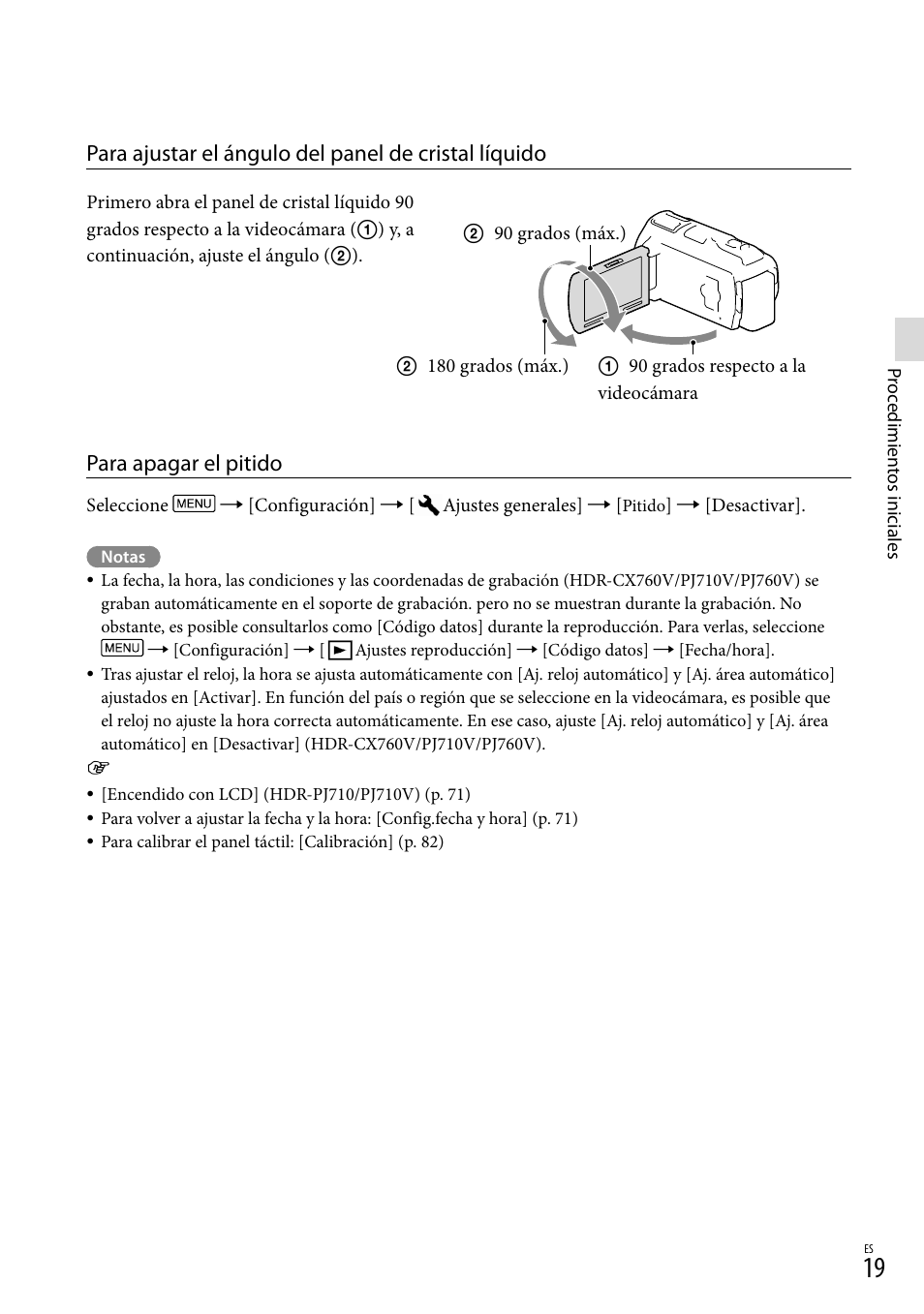 Para apagar el pitido | Sony HDR-PJ710V User Manual | Page 113 / 191