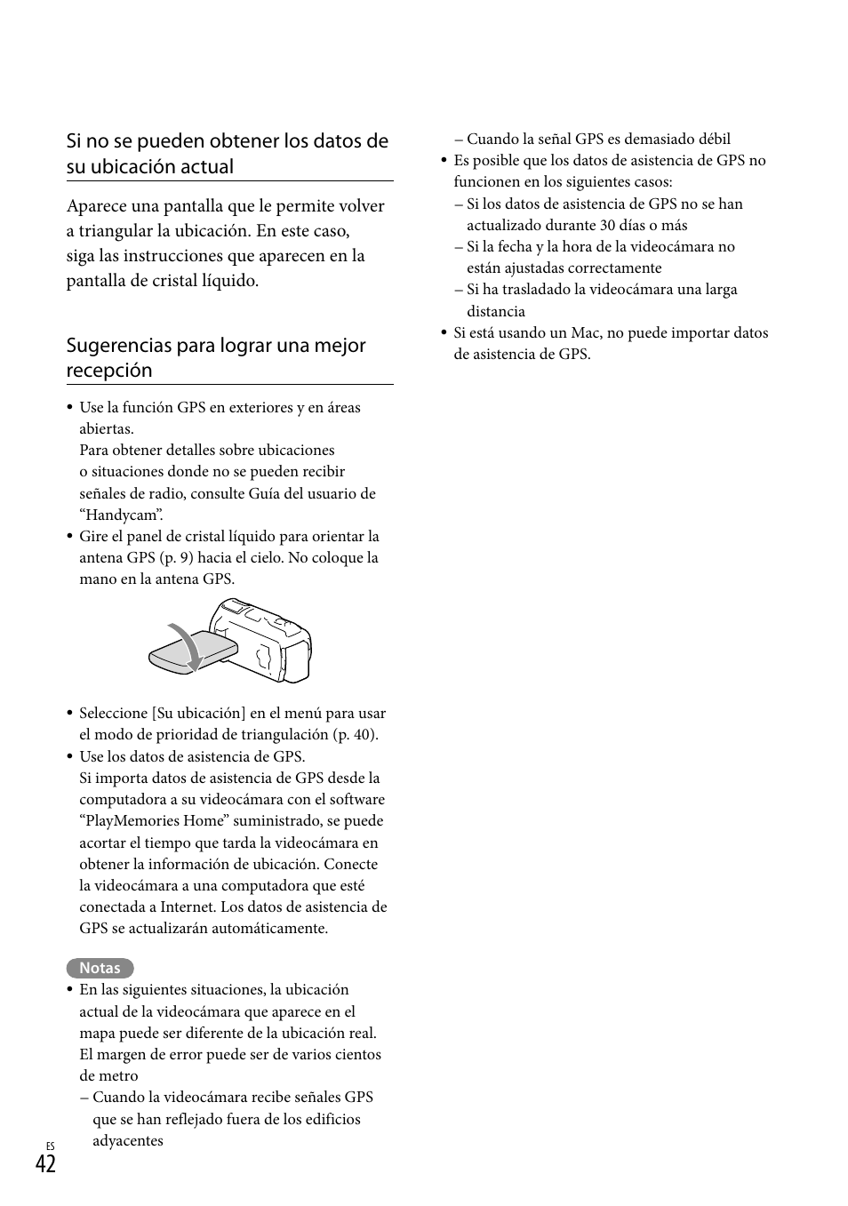 Sugerencias para lograr una mejor recepción | Sony HDR-PJ710V User Manual | Page 136 / 191