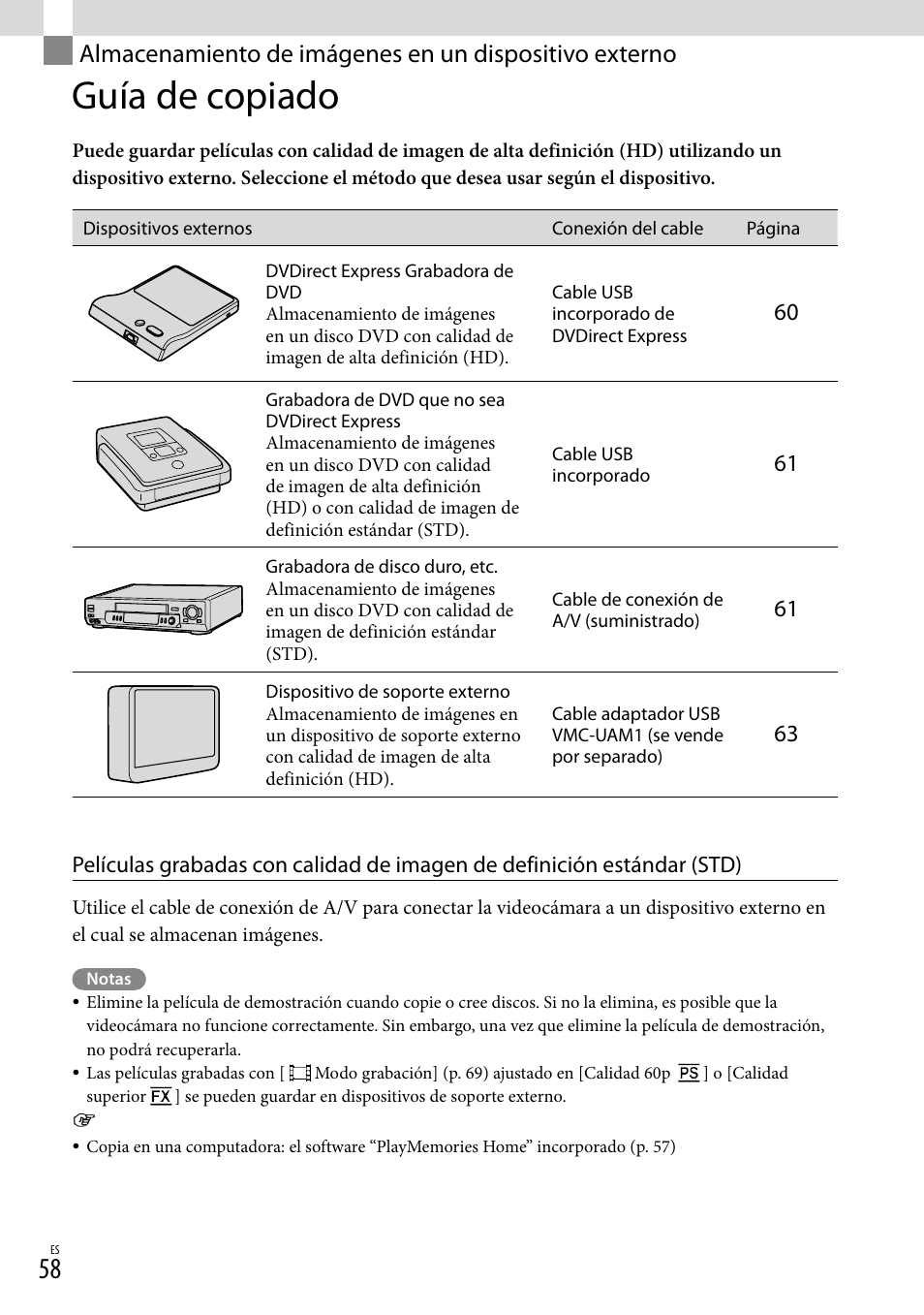 Guía de copiado | Sony HDR-PJ710V User Manual | Page 152 / 191