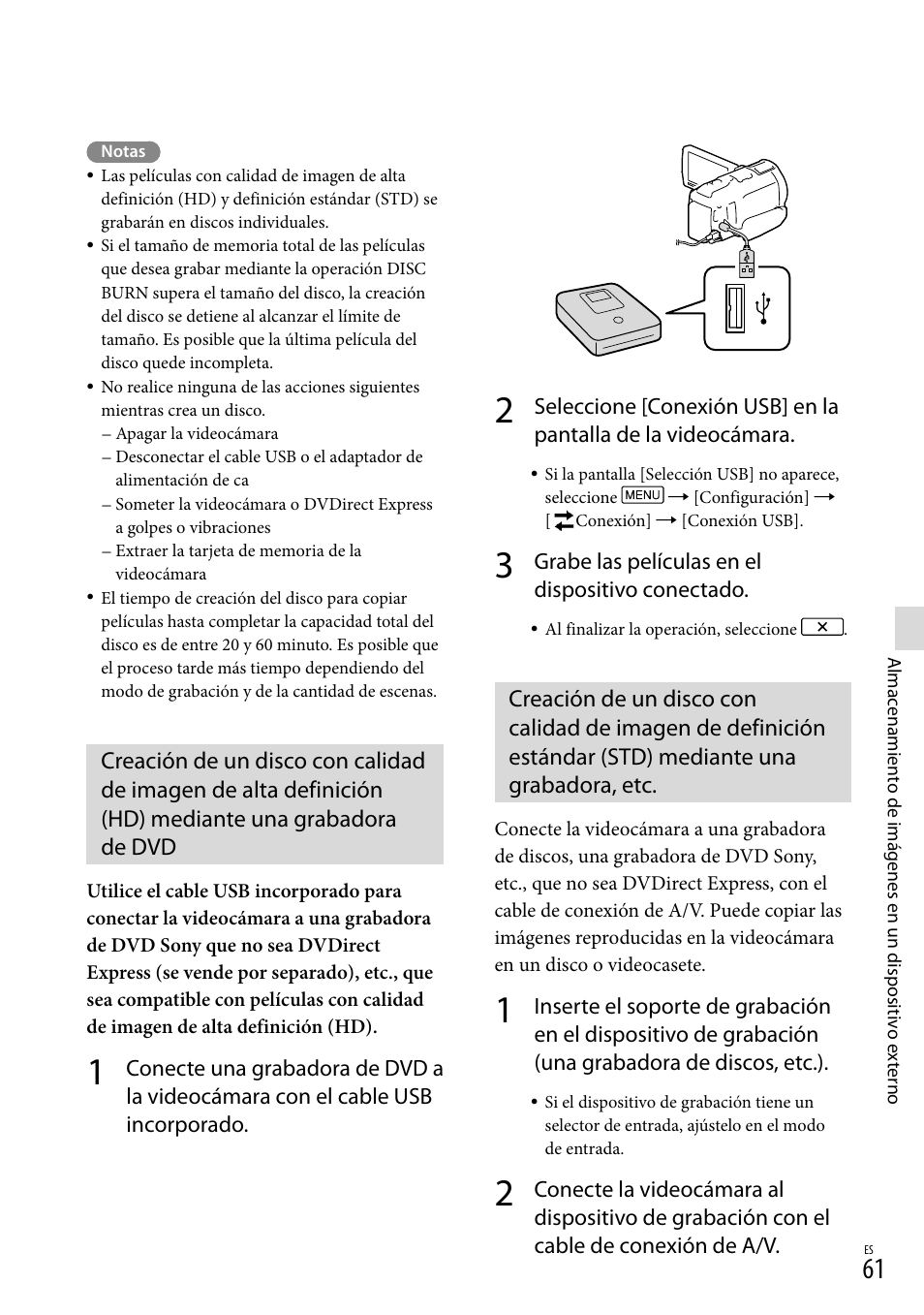 Mediante una grabadora, etc | Sony HDR-PJ710V User Manual | Page 155 / 191