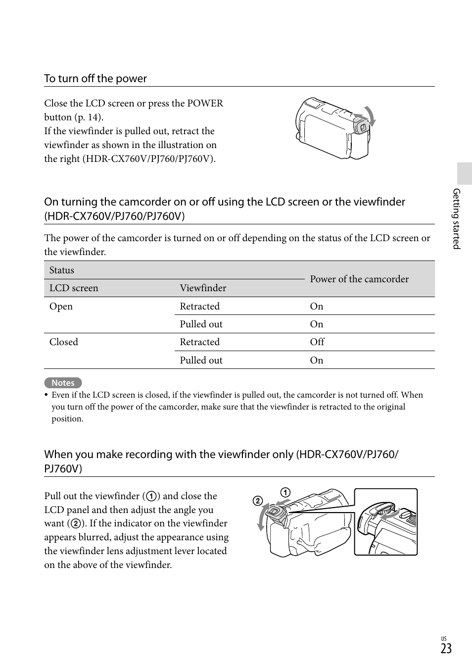 Iewfinder (23), Er (23) | Sony HDR-PJ710V User Manual | Page 23 / 191