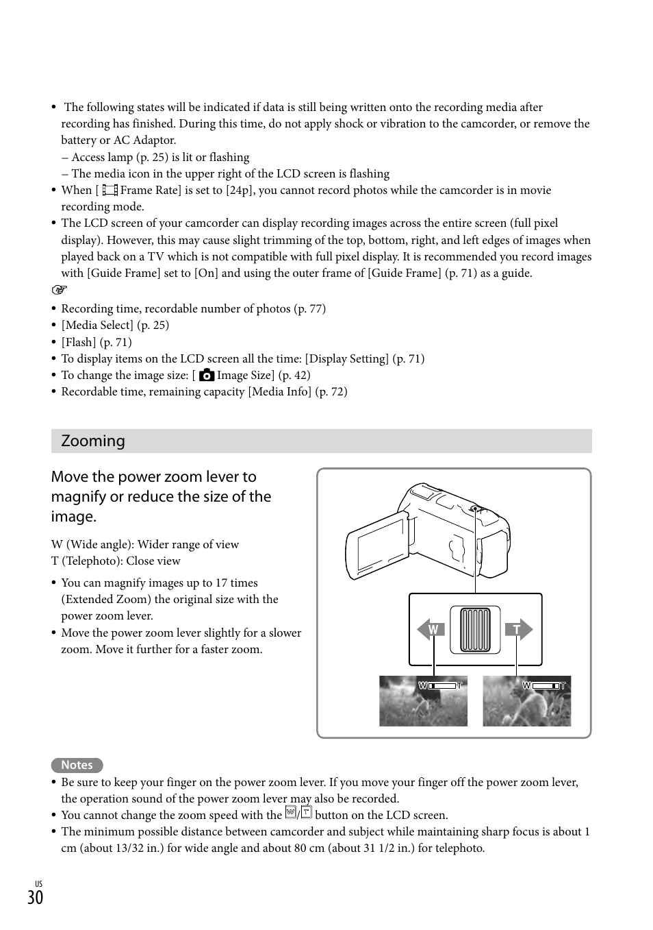 Zooming, Er (30) | Sony HDR-PJ710V User Manual | Page 30 / 191