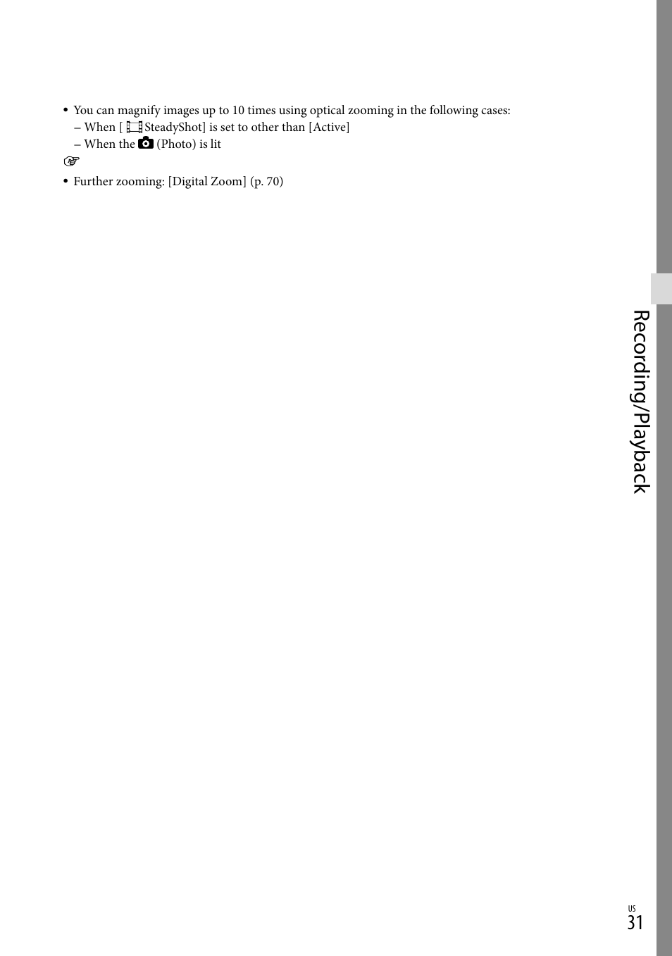 Rec or ding/p la yback | Sony HDR-PJ710V User Manual | Page 31 / 191