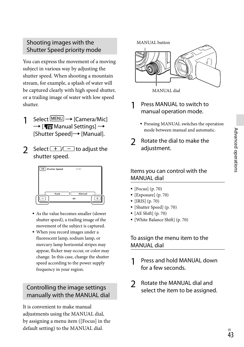 On (43), Al dial (43) | Sony HDR-PJ710V User Manual | Page 43 / 191