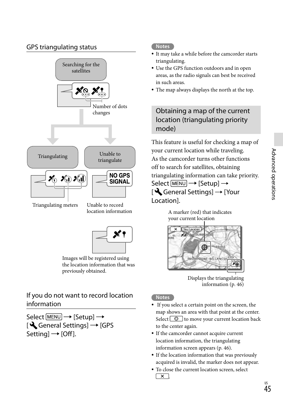 Select  [setup, General settings, Your location | Sony HDR-PJ710V User Manual | Page 45 / 191