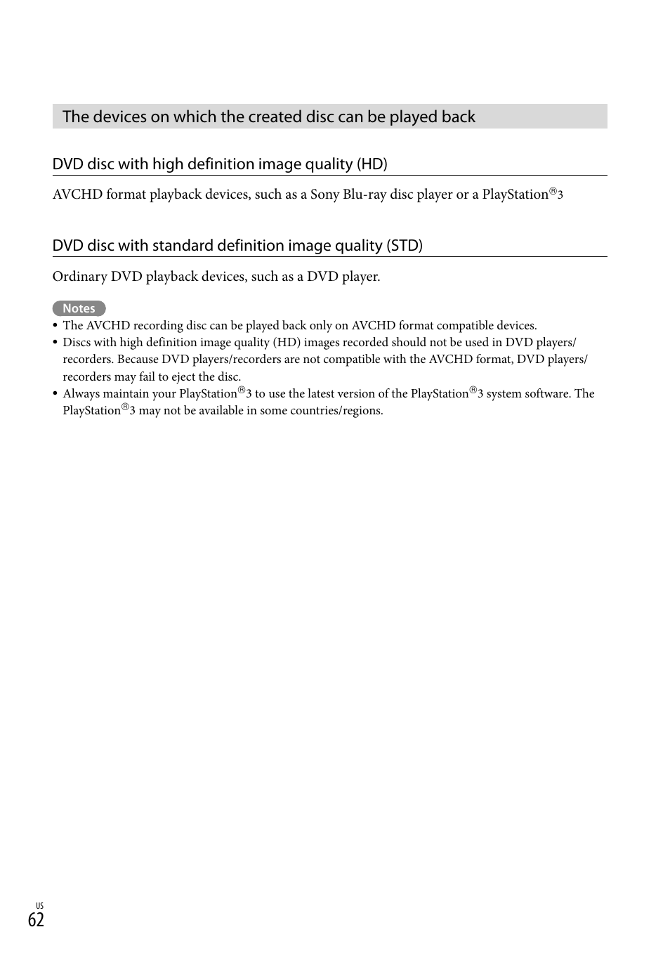 Dvd disc with high definition image quality (hd) | Sony HDR-PJ710V User Manual | Page 62 / 191