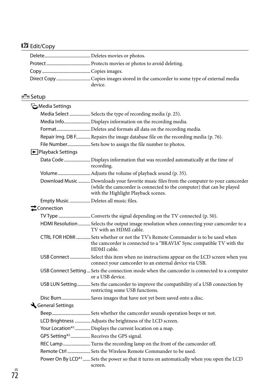 Ding lamp (72), On (72), 72). f | Sony HDR-PJ710V User Manual | Page 72 / 191