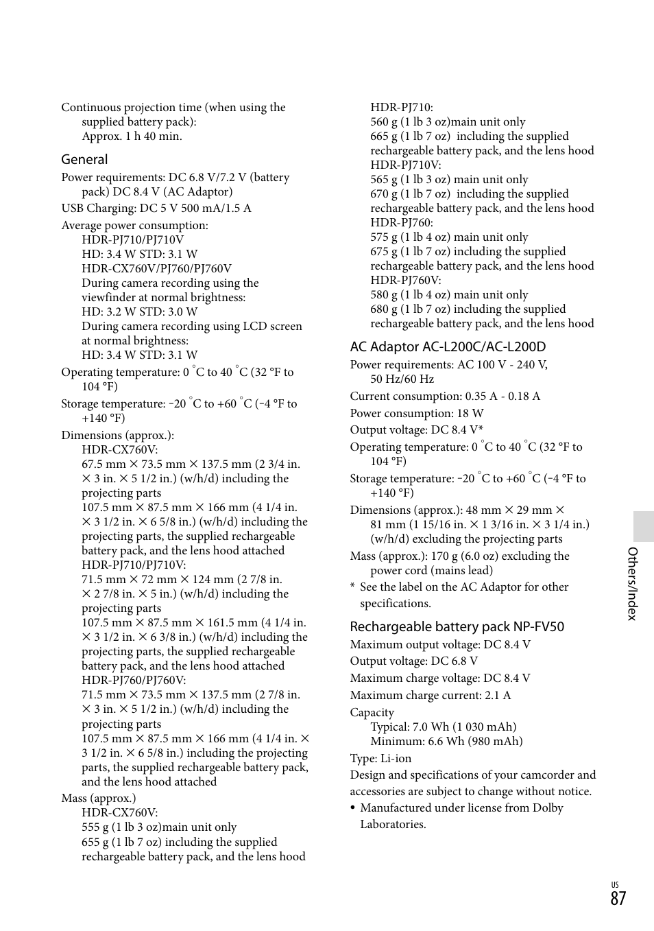 Sony HDR-PJ710V User Manual | Page 87 / 191