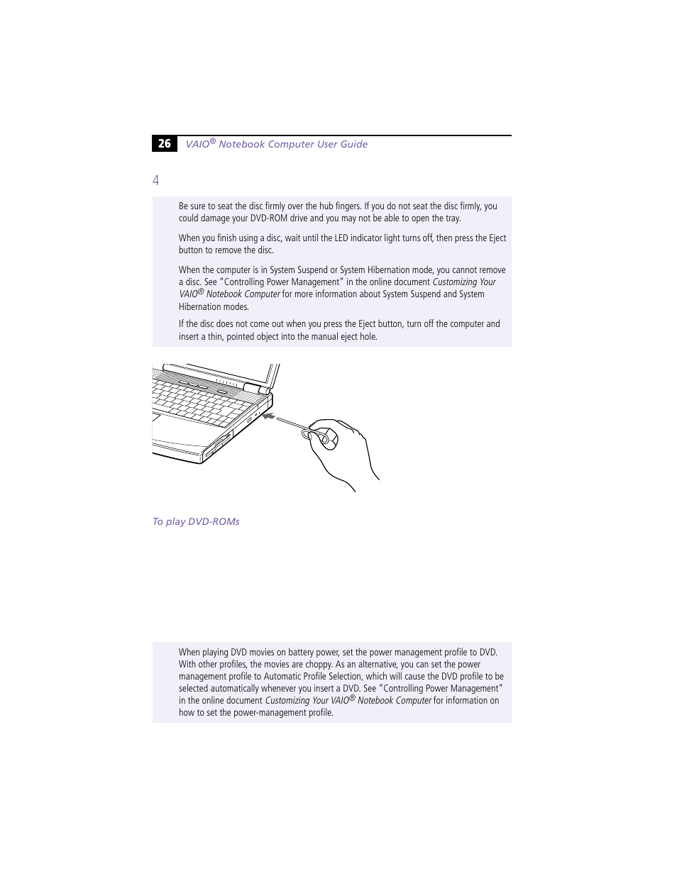 To play dvd-roms | Sony PCG-F390 User Manual | Page 36 / 97