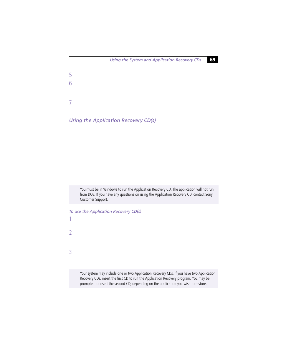 Using the application recovery cd(s), To use the application recovery cd(s) | Sony PCG-F390 User Manual | Page 79 / 97