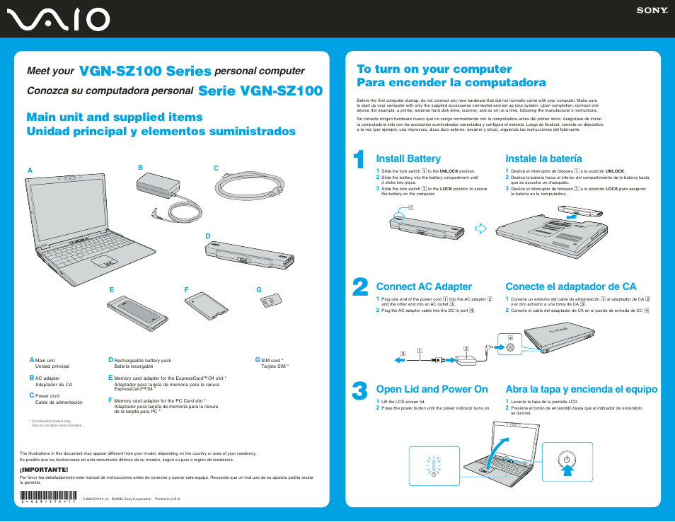 Sony VGN-SZ160P User Manual | 2 pages