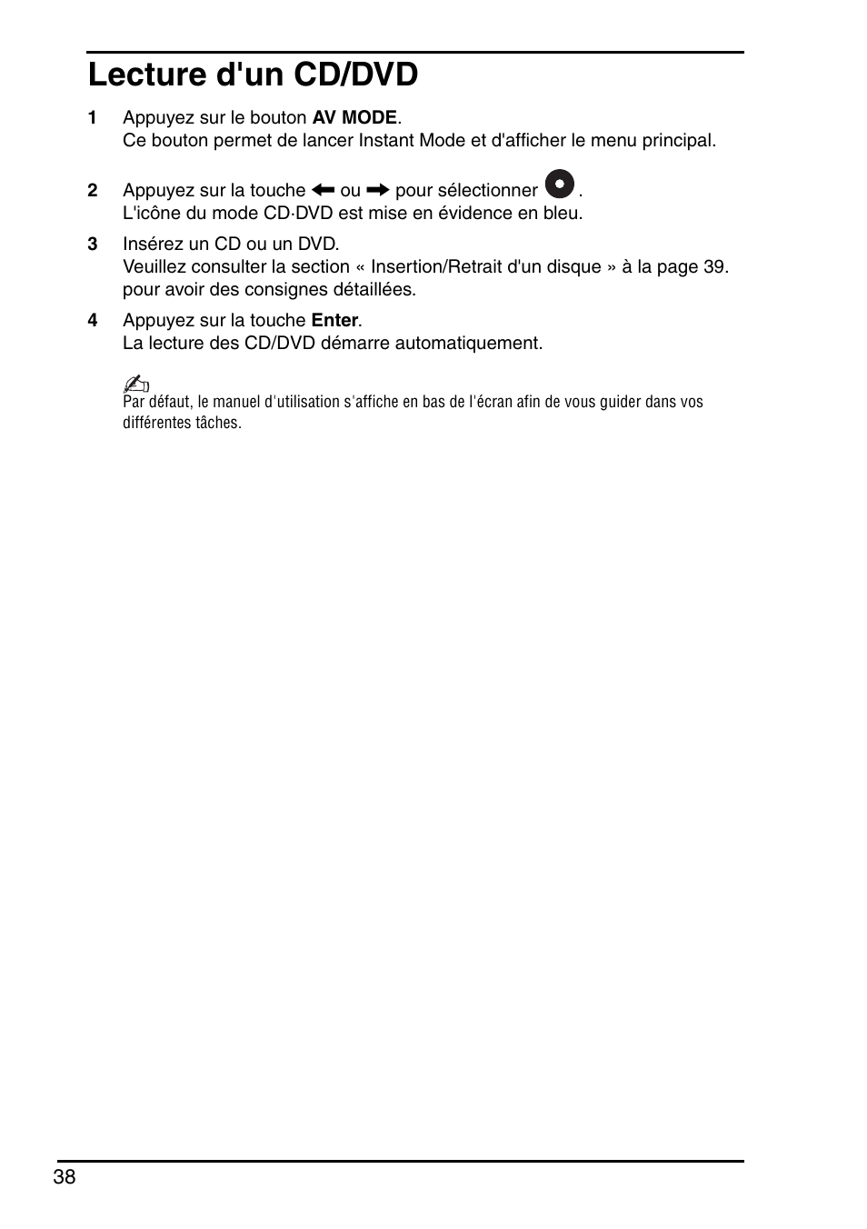 Lecture d'un cd/dvd | Sony VGN-CR203E User Manual | Page 40 / 68