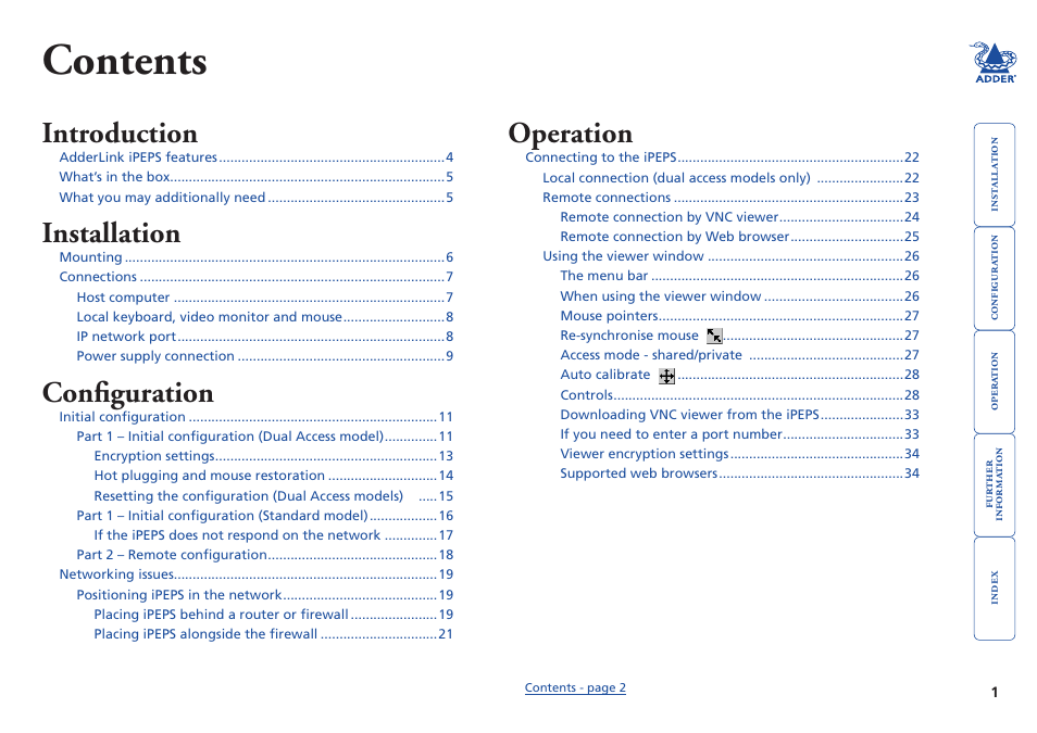 Adder Technology AdderLink iPEPS User Manual | Page 2 / 69