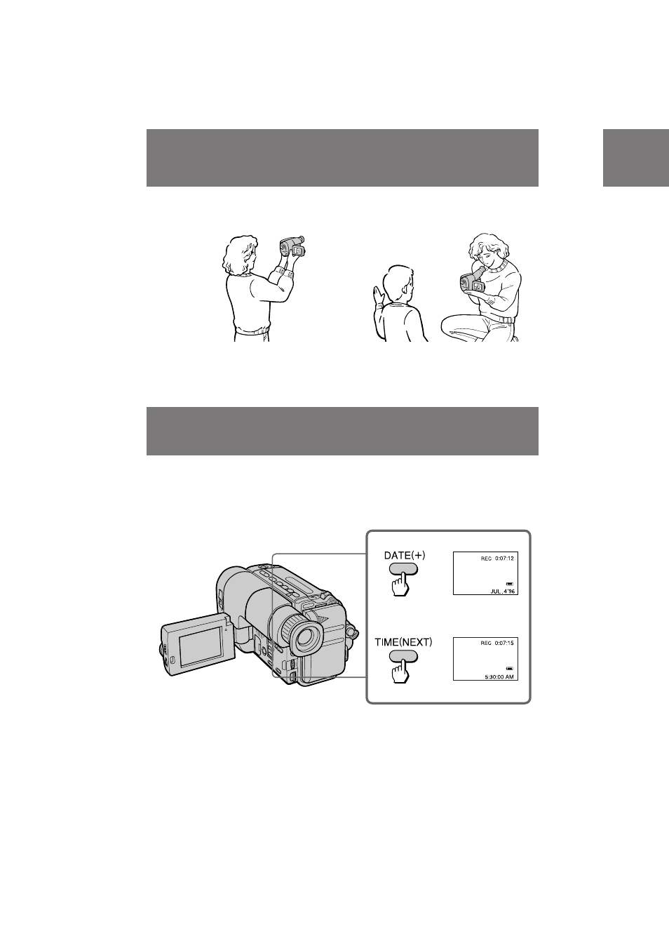 Recording with the date or time | Sony CCD-TRV211 User Manual | Page 22 / 56
