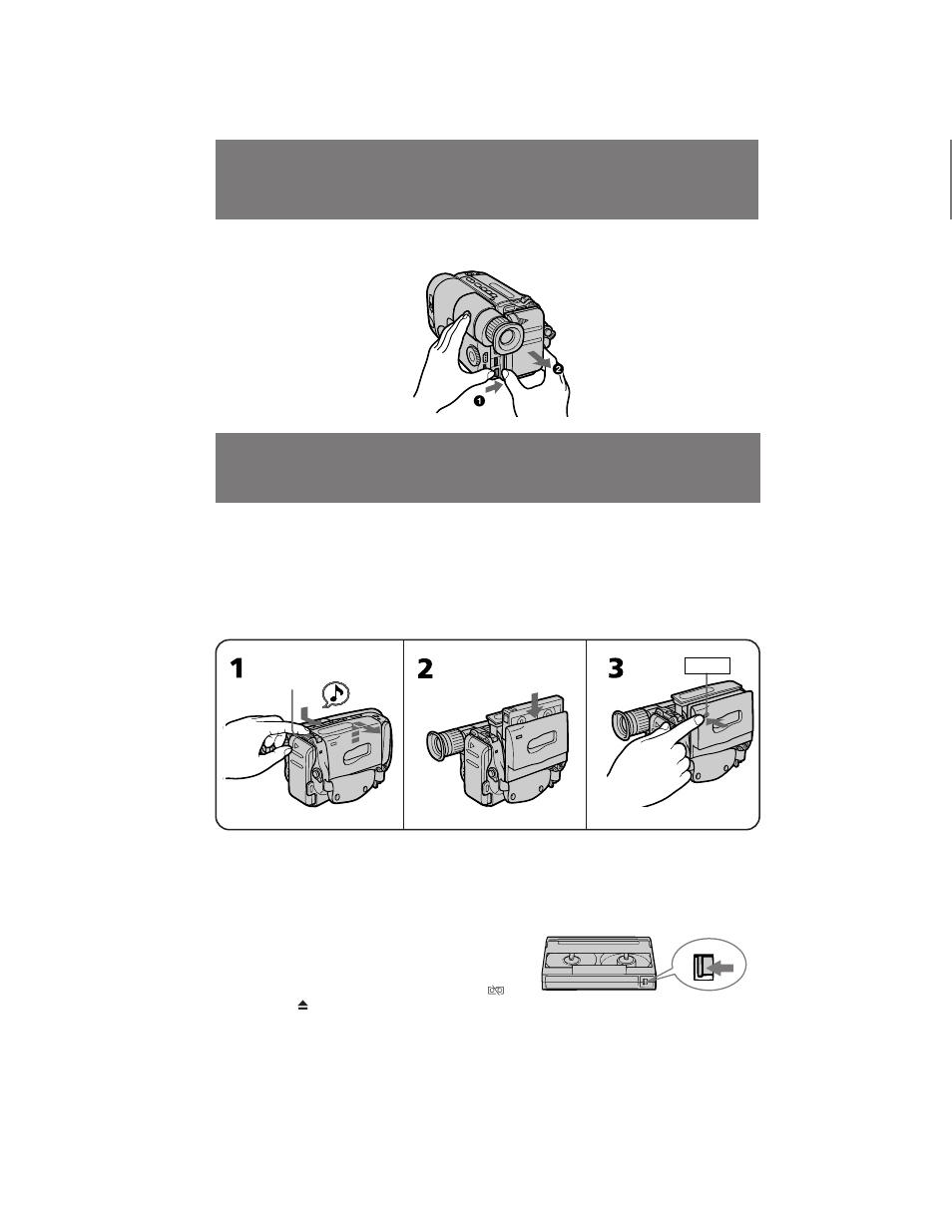Inserting a cassette, Charging and installing the battery pack | Sony CCD-TRV211 User Manual | Page 8 / 56